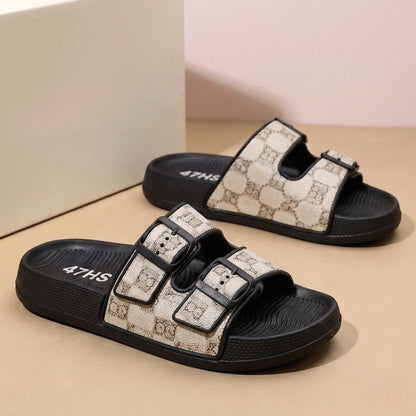 Sandales confort à double boucle pour homme – Chaussons d'été décontractés haut de gamme