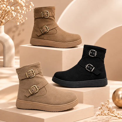 Women’s Buckle Ankle Boots – Stylish Comfort for Everyday Wear