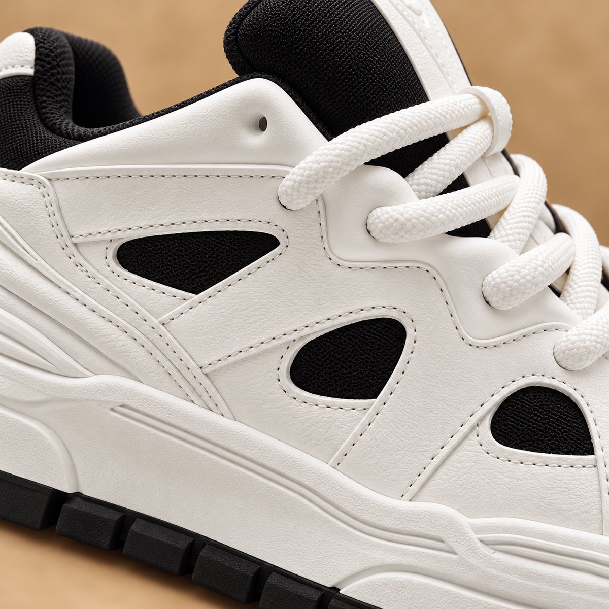 Men’s Urban Chunky Sneakers with Oversized Rope Laces, Layered Panel Details and a Bold Thick Sole for Modern Casual Style