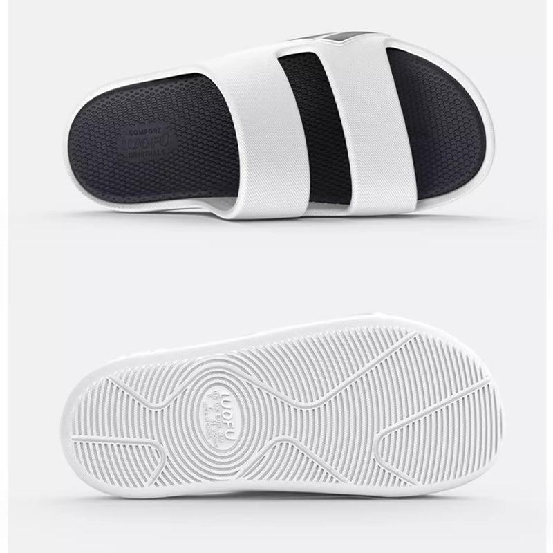 Luofu  Original Cozy Men's Sporty two belts Slippers - Wear Resistant, Shock Absorbing Thick Soles, Couple's Comfort