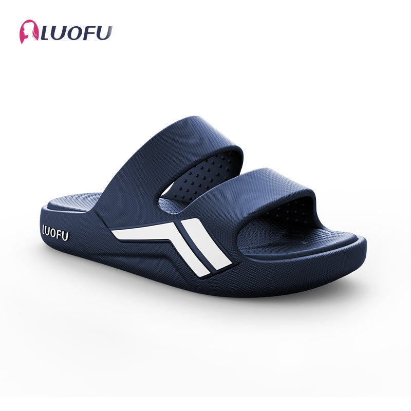 Luofu  Original Cozy Men's Sporty two belts Slippers - Wear Resistant, Shock Absorbing Thick Soles, Couple's Comfort