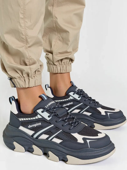 حذاء رجالي ذو نعل سميك لسنة 2025 - أحذية رياضية كاجوال شبكية قابلة للتنفس