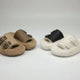 Women’s White Buckle Thick-Soled Fur Slippers – New Plush Cotton Warm Platform Slippers for Outdoor Wear