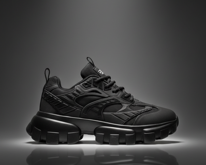 أحذية رياضية رجالية - أحذية رياضية سوداء أنيقة، أحذية كاجوال عصرية عالية الجودة، تسمح بمرور الهواء.