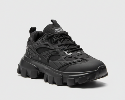 أحذية رياضية رجالية - أحذية رياضية سوداء أنيقة، أحذية كاجوال عصرية عالية الجودة، تسمح بمرور الهواء.