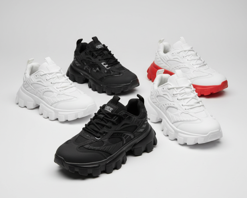 أحذية رياضية رجالية - أحذية رياضية سوداء أنيقة، أحذية كاجوال عصرية عالية الجودة، تسمح بمرور الهواء.