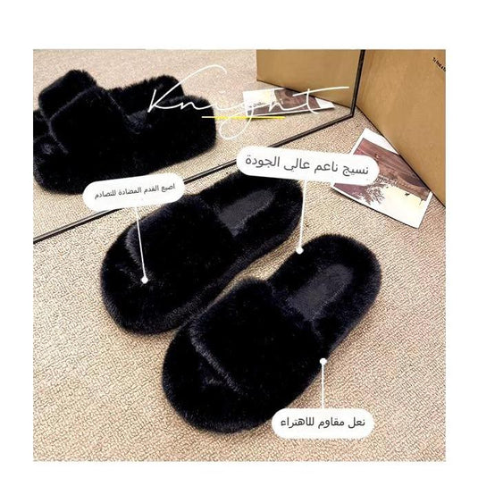 Winter Fluffy Platform Slippers, Cozy Plush Shoes, Indoor Outdoor Fuzzy Warm Slippers,