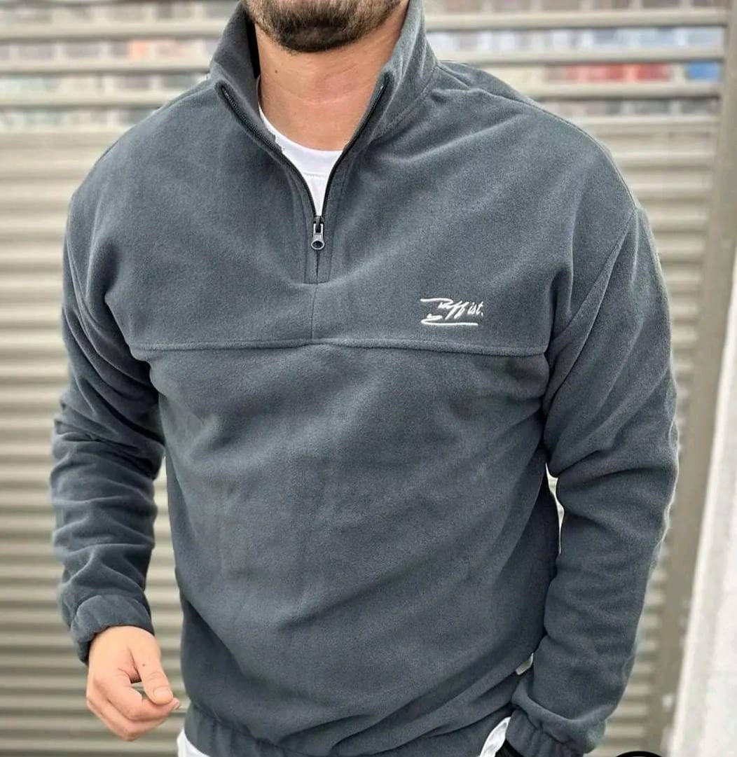 بلوفر رجالي من الصوف بنصف سحاب - تصميم عصري ومريح للأنشطة اليومية