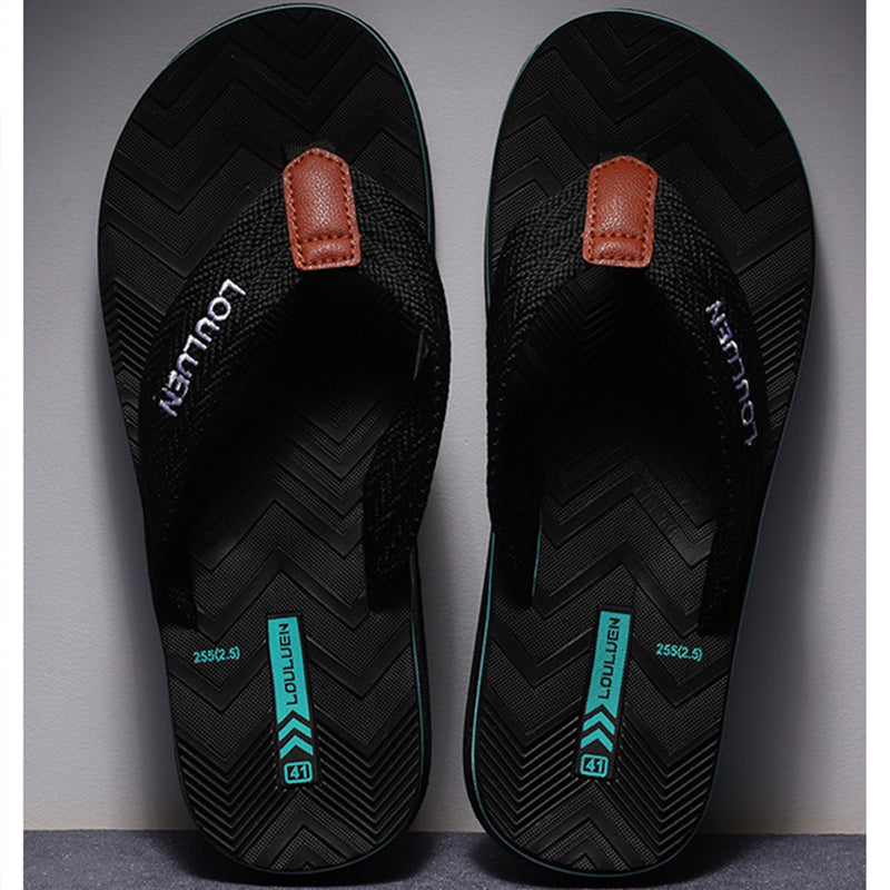 شبشب رجالي مع جزء علوي من القماش، صنادل كاجوال مضادة للانزلاق للمشي في الداخل والخارج