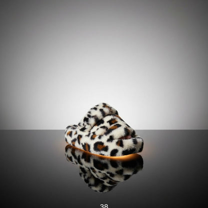 Women’s Faux-Fur Cross-Band Open-Toe Slippers — Product image: