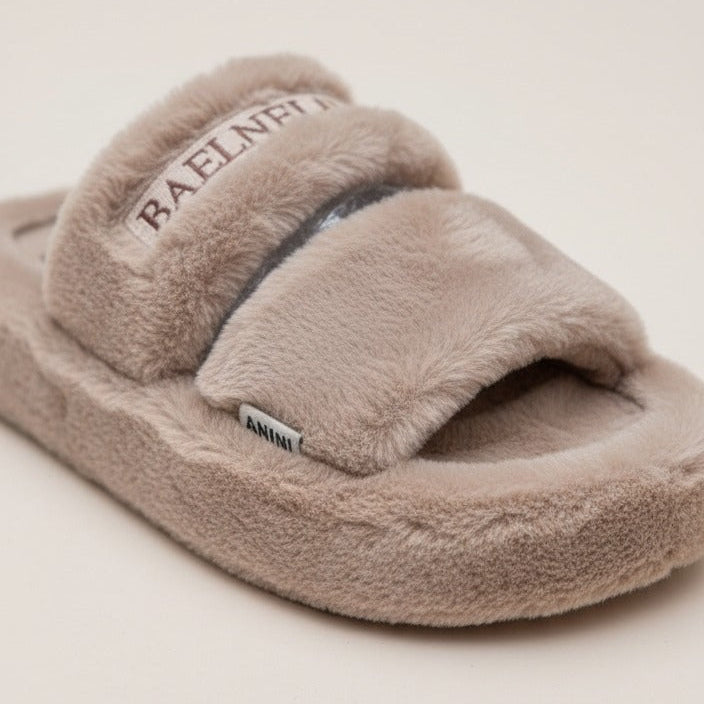 Women’s Fuzzy Double‑Strap Slide Slippers — Product image: 