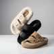 Luxurious Faux Fur Two-Strap Comfort Slippers with Gold-Tone Buckles