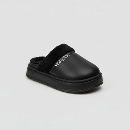 Women’s fleece-lined platform clog slippers — Product image: 