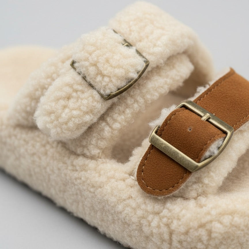 Women’s Teddy-Fleece Buckle Clog Slippers — Product image: