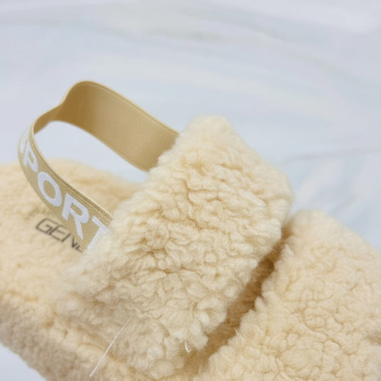 Women’s Fuzzy Double‑Strap Platform Sandals with Heel Strap — Product image: 