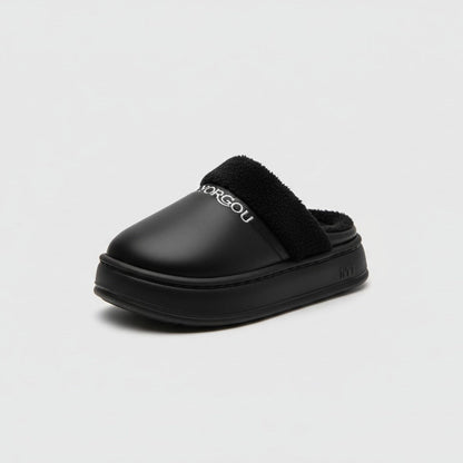 Women’s fleece-lined platform clog slippers — Product image: 