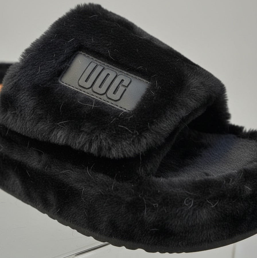 Women's Plush Faux Fur Platform Slide Slippers — Product image: 