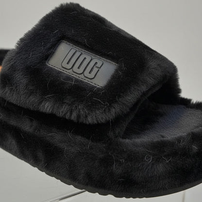 Women's Plush Faux Fur Platform Slide Slippers — Product image: 