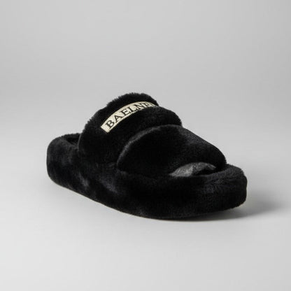 Women’s Fuzzy Double‑Strap Slide Slippers — Product image: 