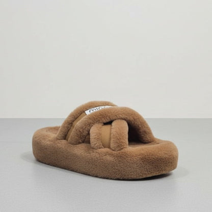 Women’s plush multi‑strap slide slippers — Product image: 