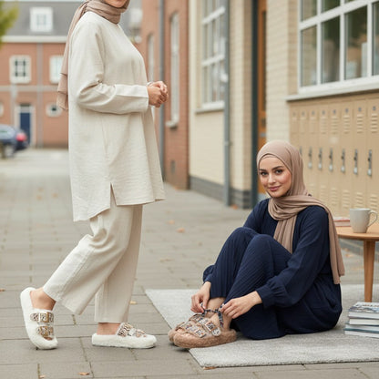 Women’s faux‑fur double‑buckle slide slippers — Product image: