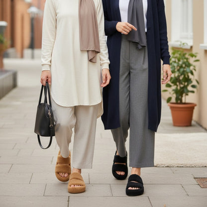 Cozy Platform Sandals: Soft Lift, Stay‑On Heel Band — Product image: Plush teddy-fleece cushions every step on hard floors with a soft, height-boosti