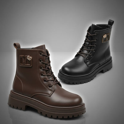 Women’s lace-up combat ankle boots with chunky lug sole — Product image: 