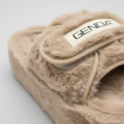 أحذية منزلية نسائية دافئة ذات أصابع مغلقة - أصابع دافئة، حزام ثابت