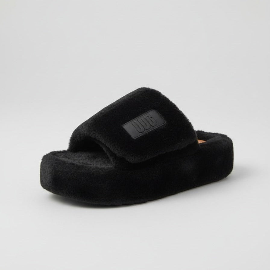 Women's Plush Faux Fur Platform Slide Slippers — Product image: 