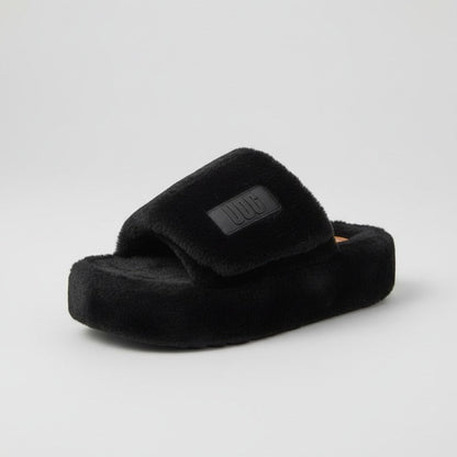 Women's Plush Faux Fur Platform Slide Slippers — Product image: 