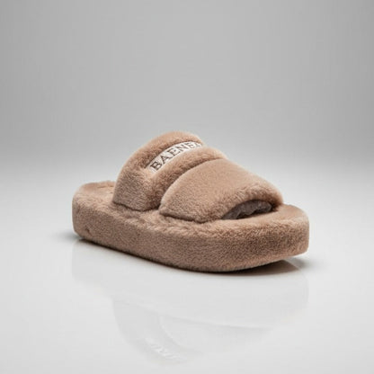 Women’s Fuzzy Double‑Strap Slide Slippers — Product image: 