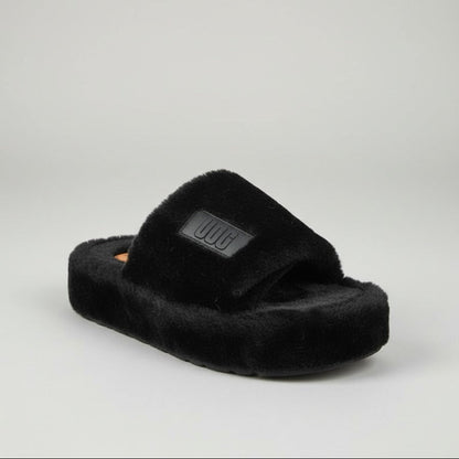 Women's Plush Faux Fur Platform Slide Slippers — Product image: 