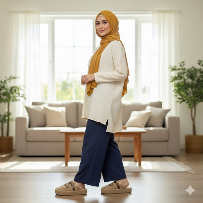 Women’s teddy-fleece buckle clog slippers — Product image: