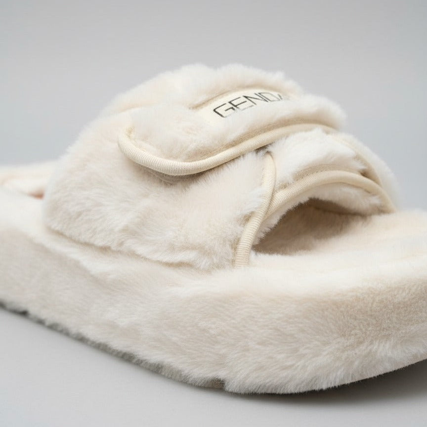 أحذية منزلية نسائية دافئة ذات أصابع مغلقة - أصابع دافئة، حزام ثابت