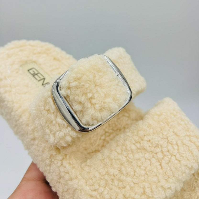Women's Sherpa Buckle Slide Sandals (GENDA) — Product image: