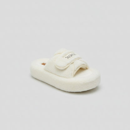 Women’s Fuzzy Closed-Toe Slippers with Adjustable Strap — Product image: