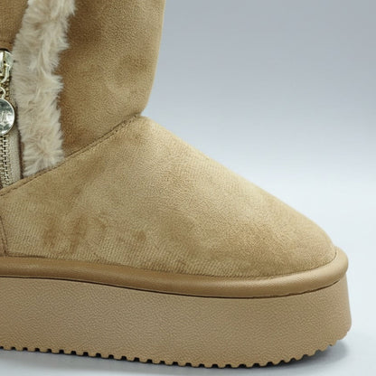 Women’s faux‑fur lined platform ankle boots — Product image: 