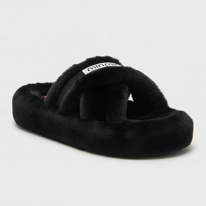 Women’s plush multi‑strap slide slippers — Product image: 
