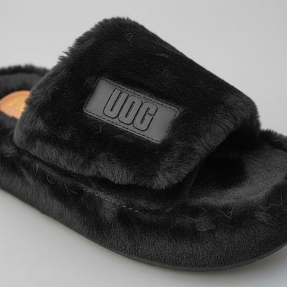 Women's Plush Faux Fur Platform Slide Slippers — Product image: 