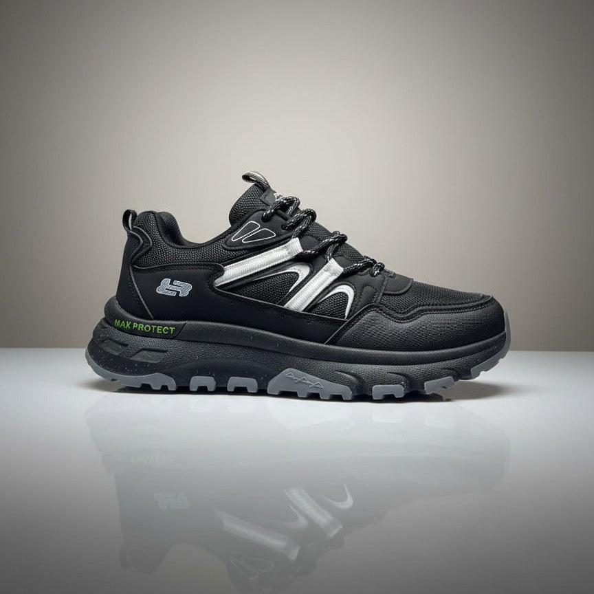 Men's Black Trail-Style Sneaker with Lugged Sole — Product image: 