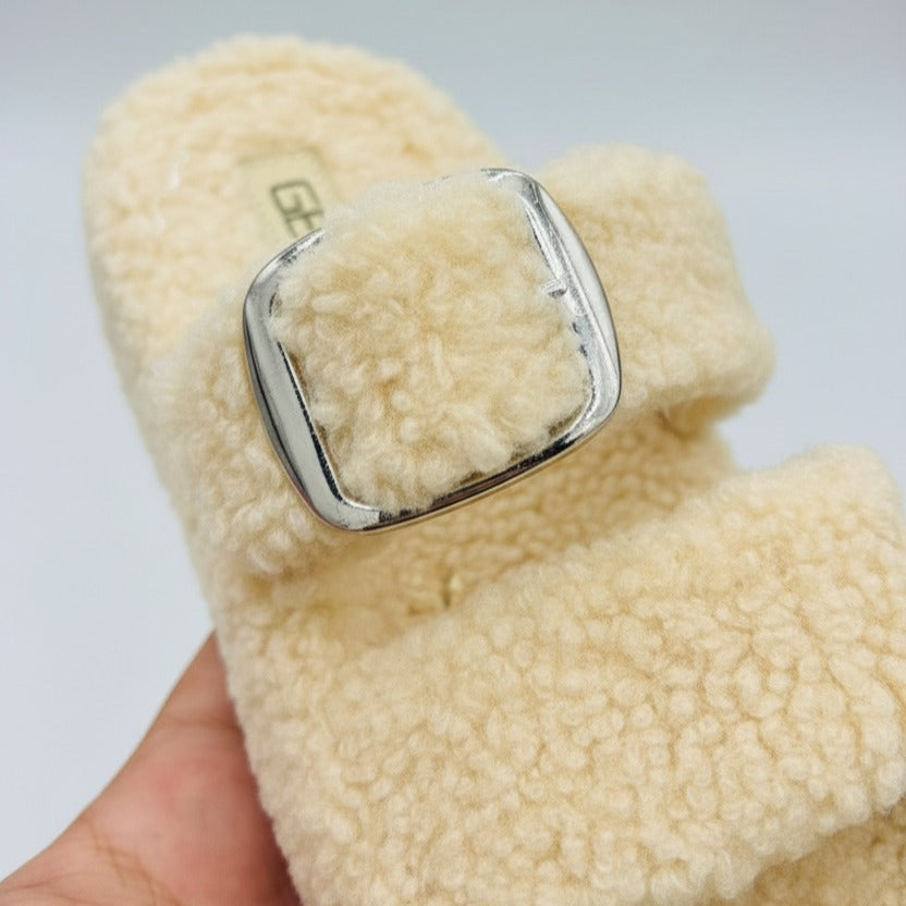 Women's Sherpa Buckle Slide Sandals (GENDA) — Product image: