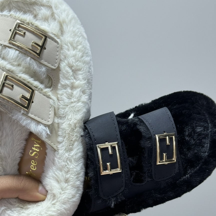 Fuzzy Slide Sandals — Product image: