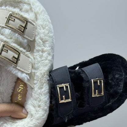 Fuzzy Slide Sandals — Product image: