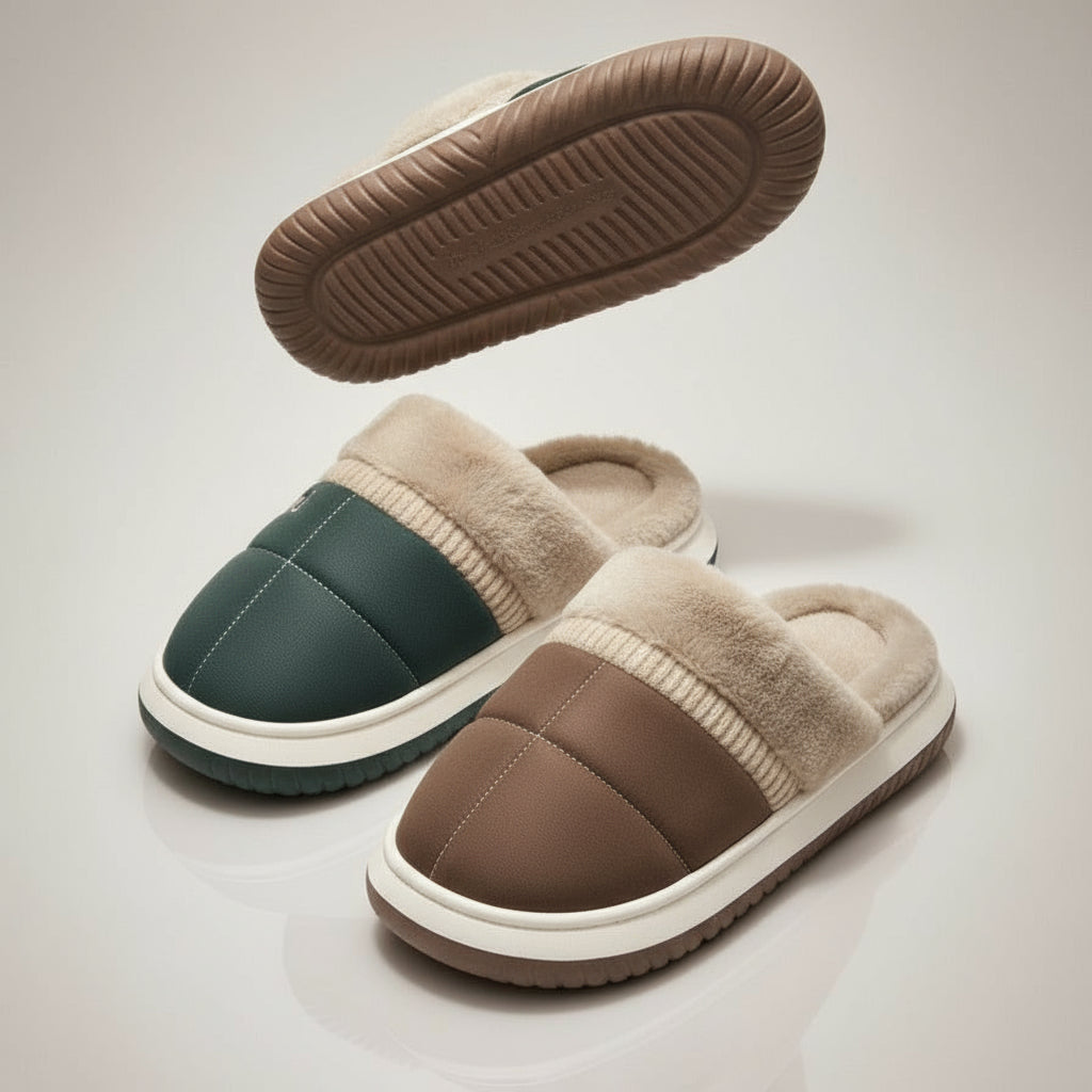 Men's fleece-lined slip-on house slippers — Product image: 