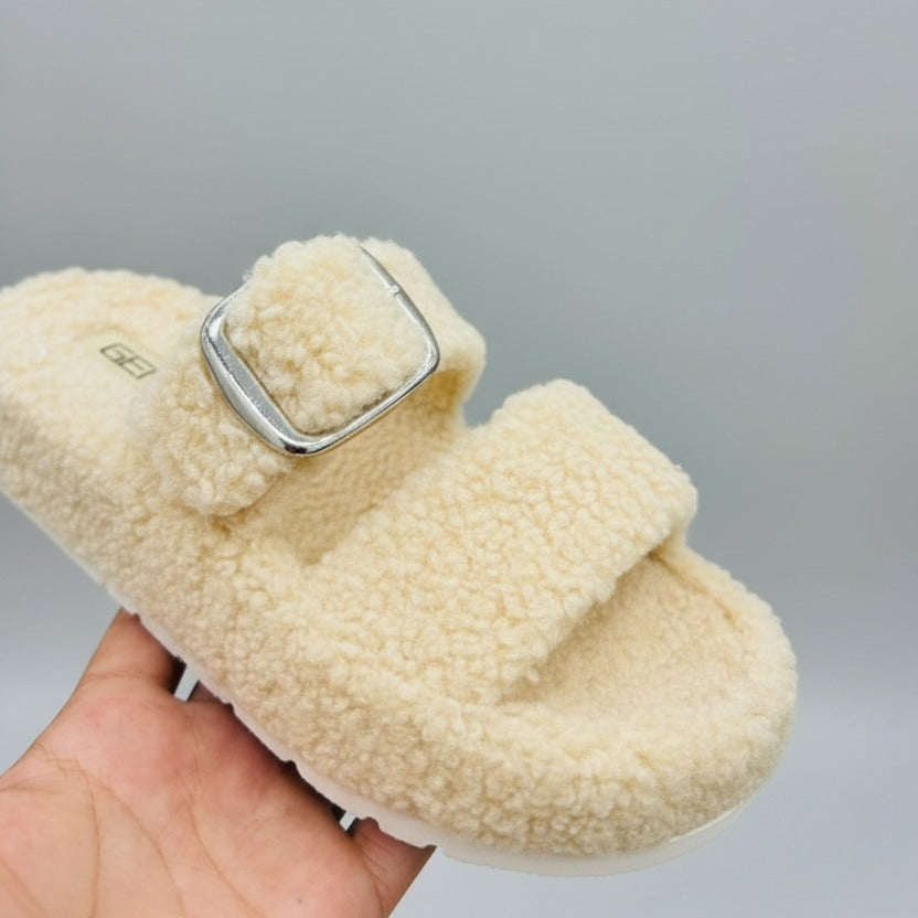 Women's Sherpa Buckle Slide Sandals (GENDA) — Product image: