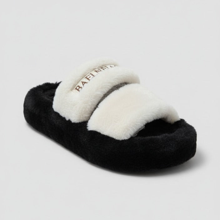 Women’s Fuzzy Double‑Strap Slide Slippers — Product image: 