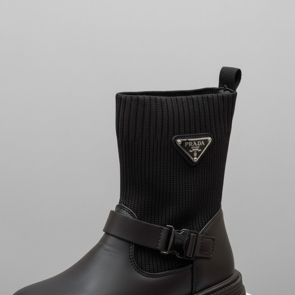 Women's lug-sole sock boots with buckle — Product image: 