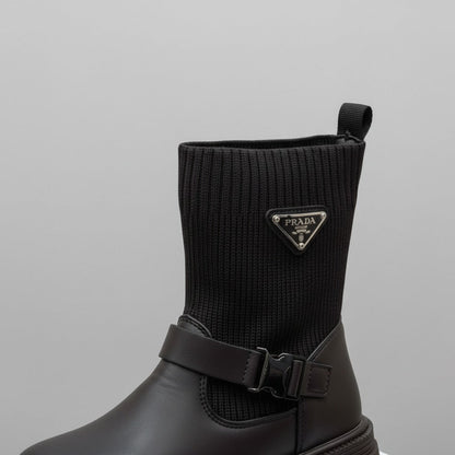 Women's lug-sole sock boots with buckle — Product image: 