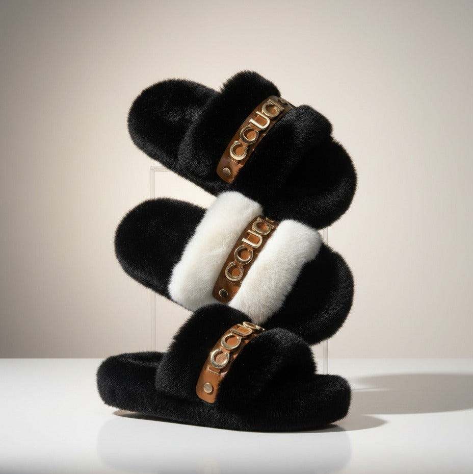 Faux Fur Sliders — Product image: