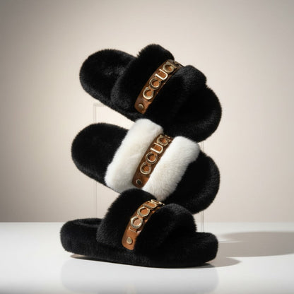 Faux Fur Sliders — Product image: